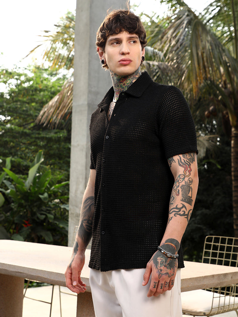 Solid-Knit Oversized Shirt