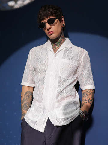 Swirl Open-Knit Shirt
