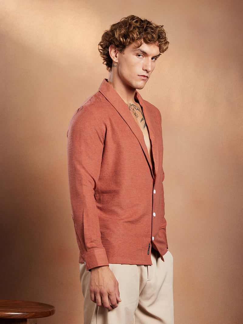 Solid Shawl Collar Oversized Shirt