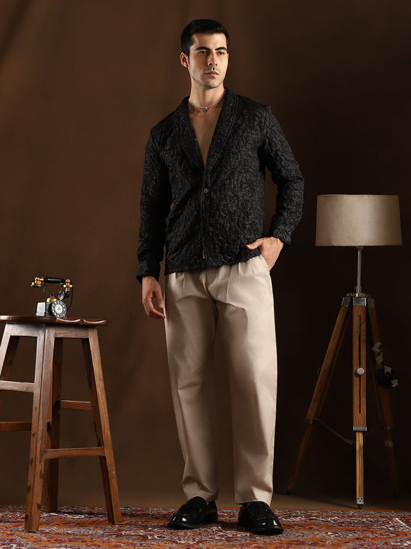 Crushed Shawl Collar Oversized Shirt