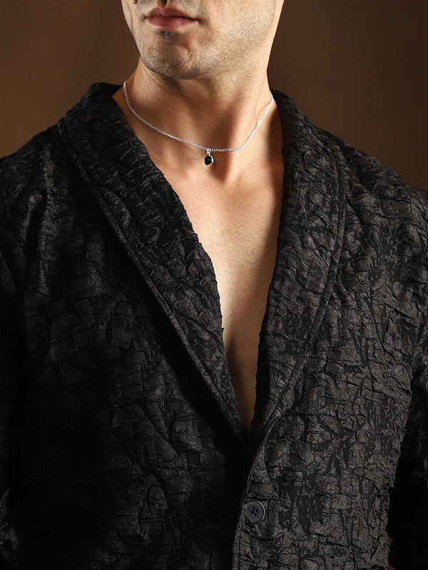 Crushed Shawl Collar Oversized Shirt