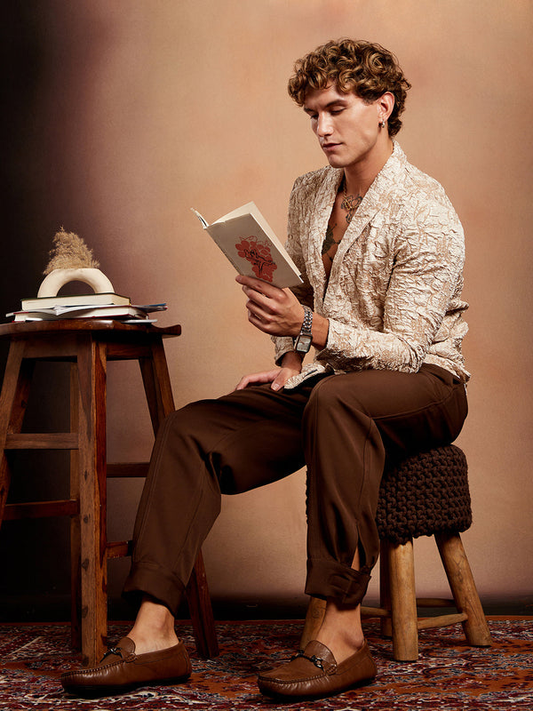 Crushed Shawl Collar Oversized Shirt