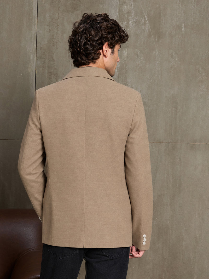 Cahoot Men's Brown Single-Breasted Half Lined Cotton Blend Double Cloth Blazer - view 4