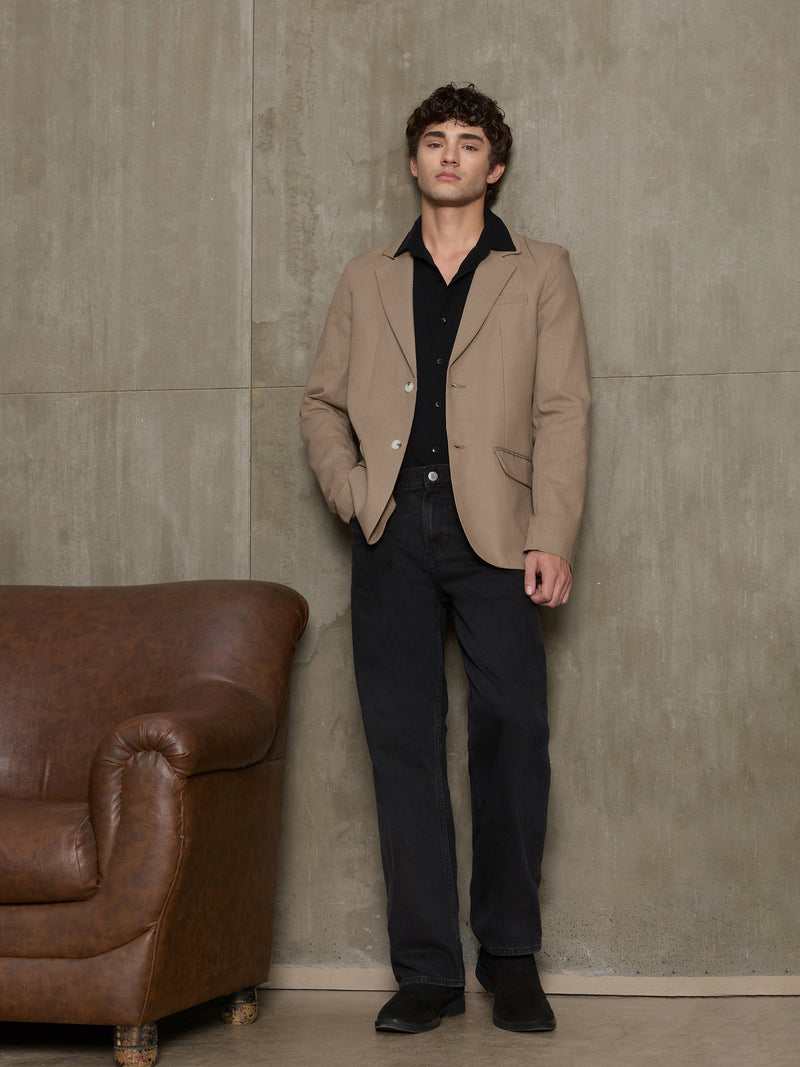 Cahoot Men's Brown Single-Breasted Half Lined Cotton Blend Double Cloth Blazer - view 8