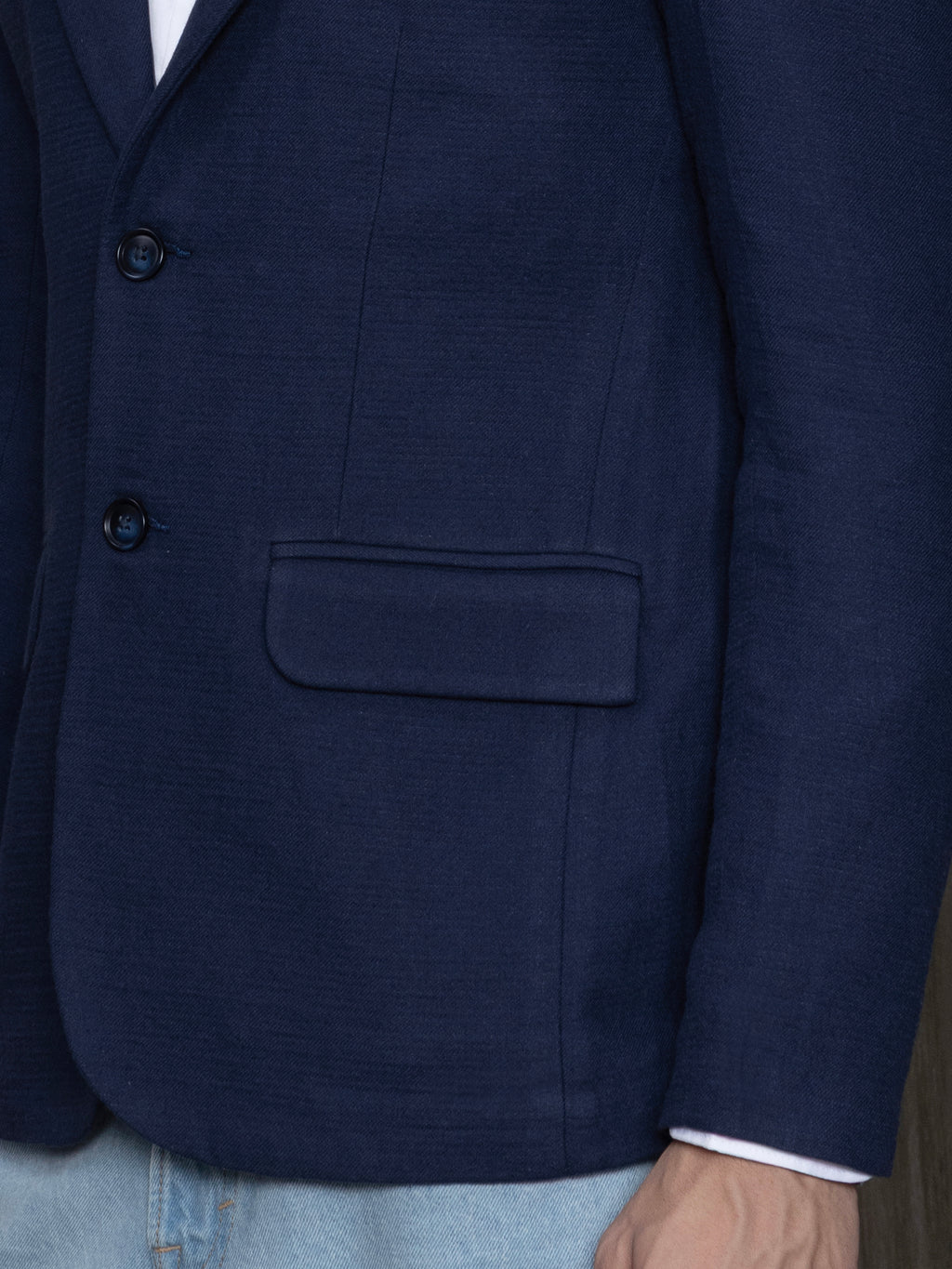 Cahoot Men's Navy Single-Breasted Half Lined Cotton Blend Double Cloth Blazer - view 6