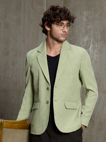 Single-Breasted Blazer With Double Flap Pockets