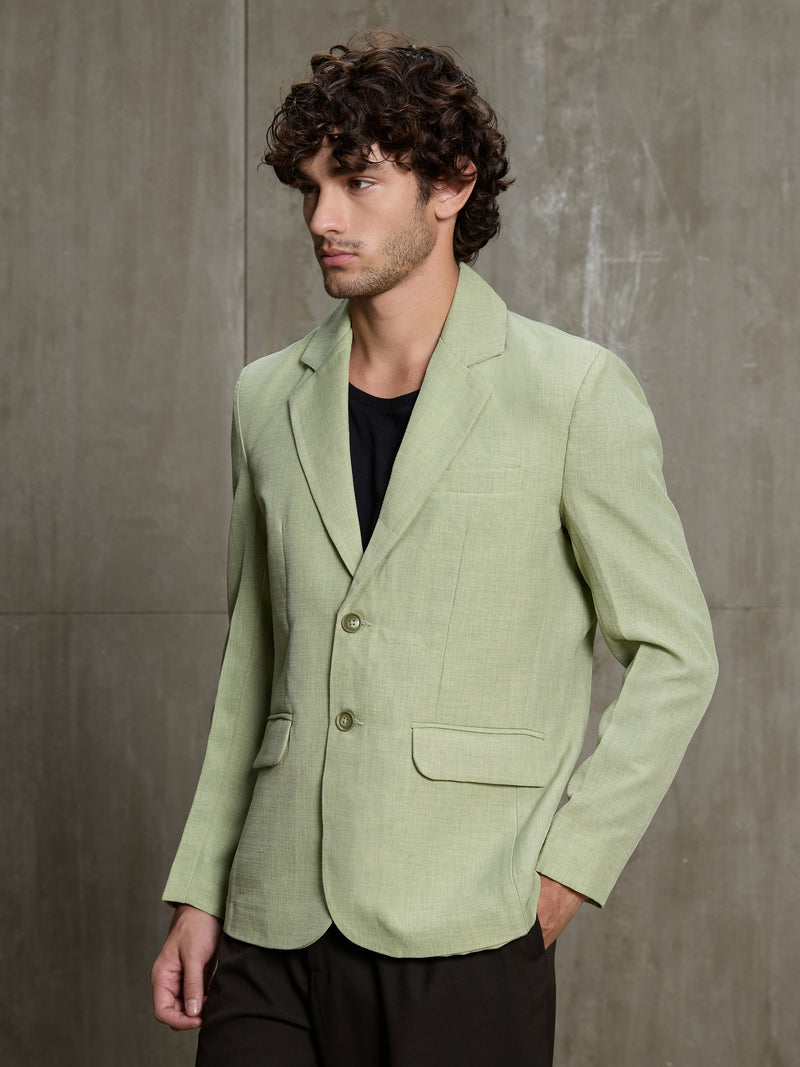 Cahoot Men's Mint Green Single-Breasted Blazer With Double Flap Pockets - view 3