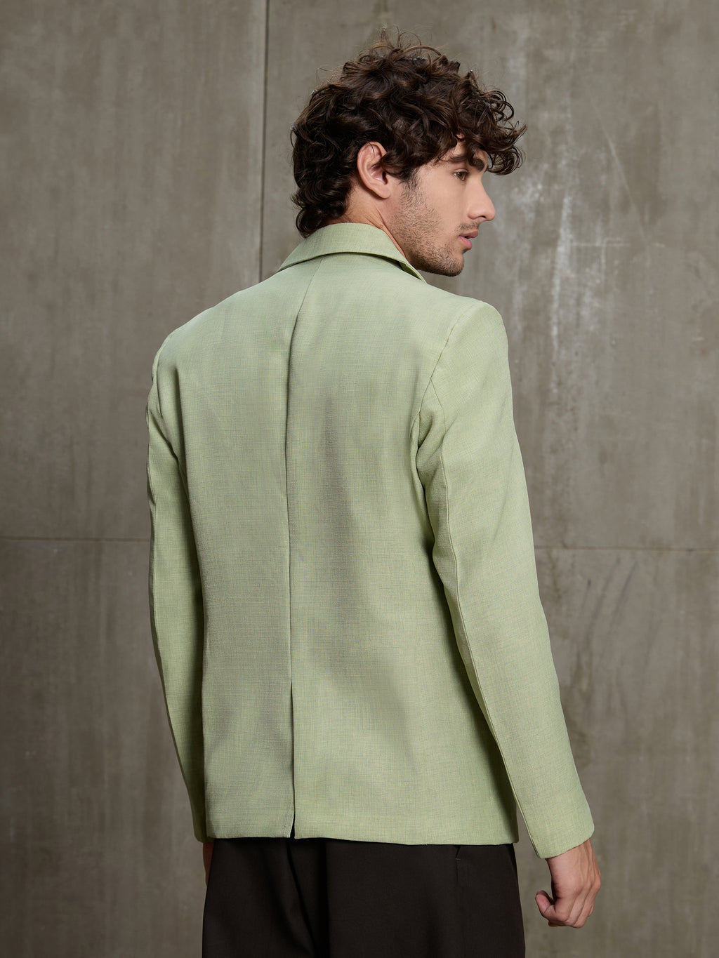Cahoot Men's Mint Green Single-Breasted Blazer With Double Flap Pockets - view 4