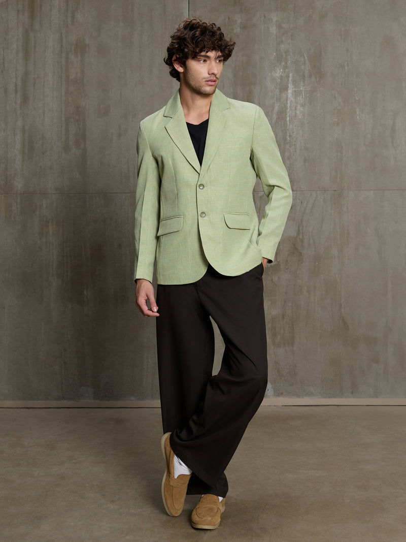 Cahoot Men's Mint Green Single-Breasted Blazer With Double Flap Pockets - view 5
