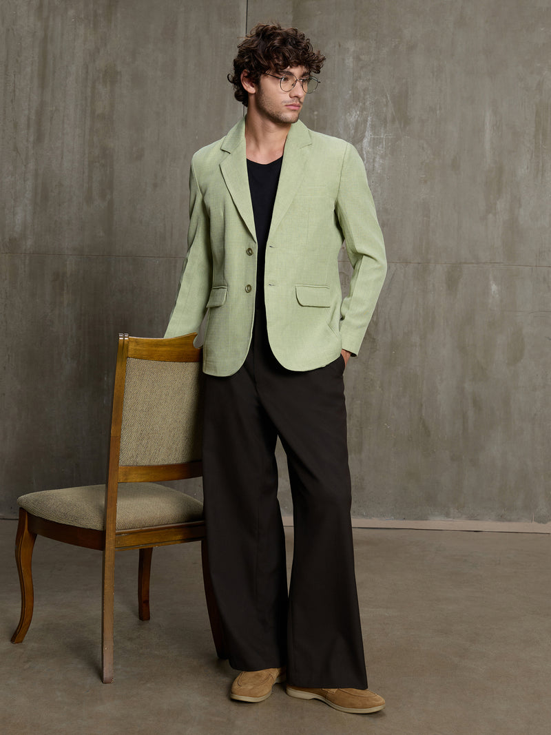 Cahoot Men's Mint Green Single-Breasted Blazer With Double Flap Pockets - view 6