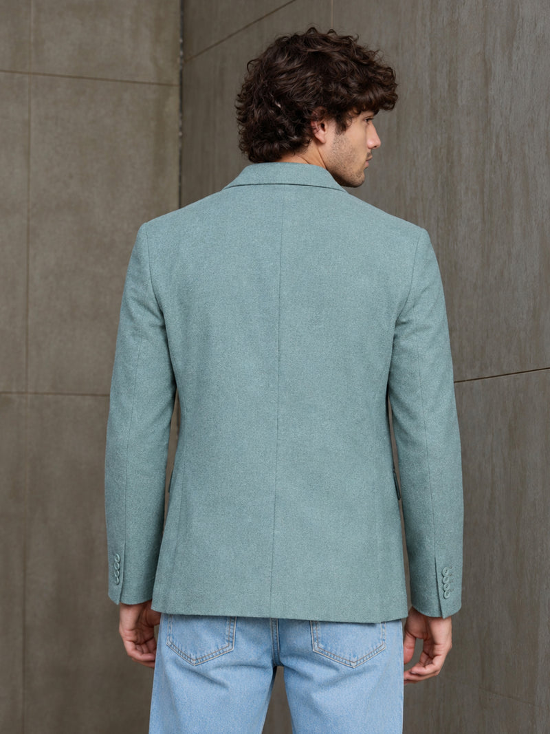 Cahoot Men's Teal Single-Breasted Half Lined 100% Cotton Blazer With Double Flap Pockets - view 4