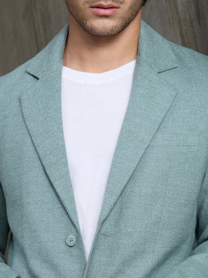 Cahoot Men's Teal Single-Breasted Half Lined 100% Cotton Blazer With Double Flap Pockets - view 8