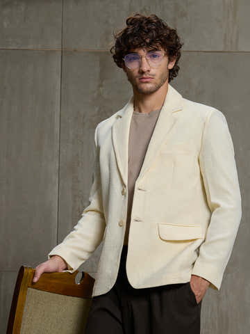 Single-Breasted Blazer With Double Flap Pockets