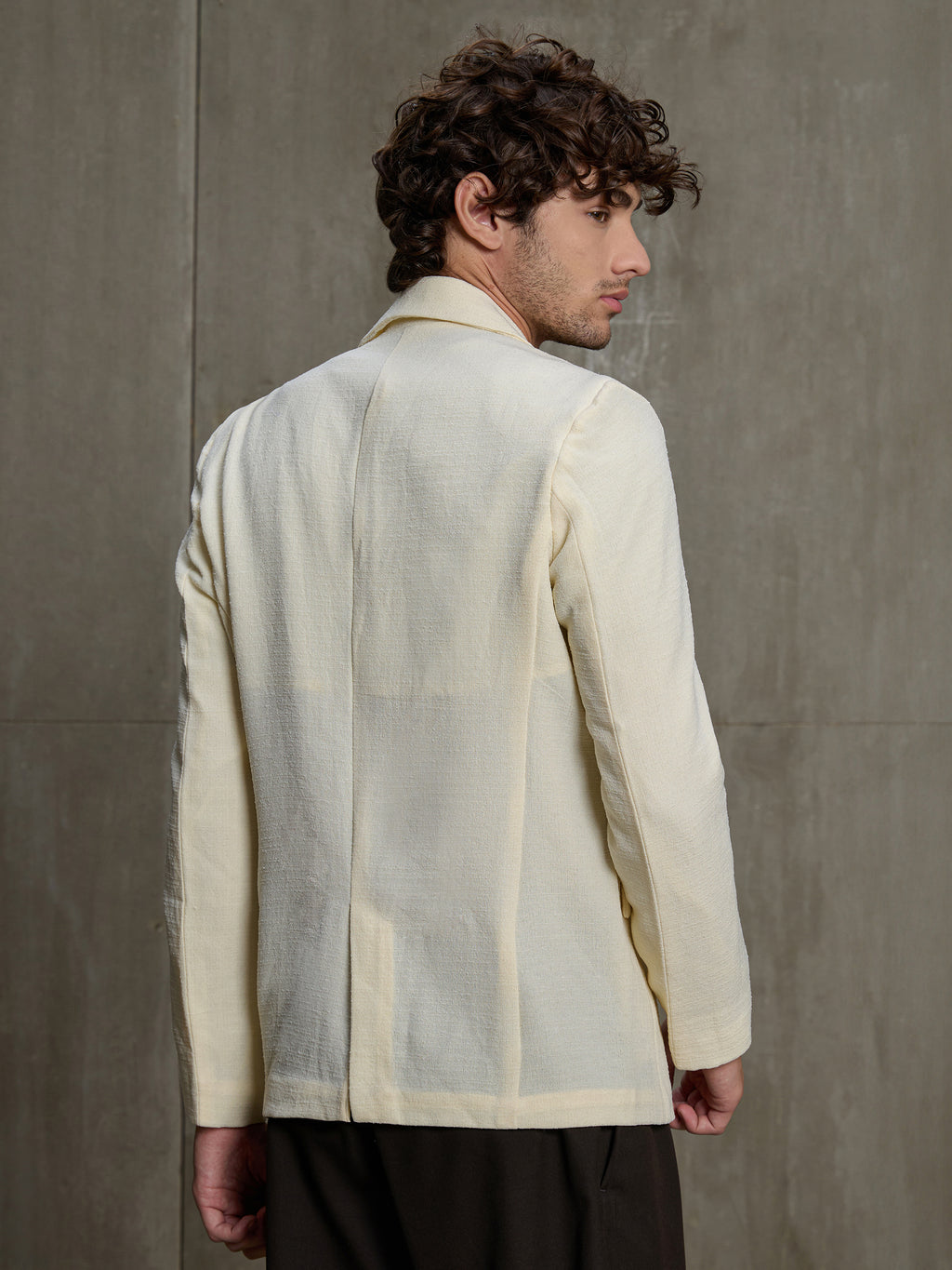 Cahoot Men's Cream Single-Breasted Blazer With Double Flap Pockets - view 4