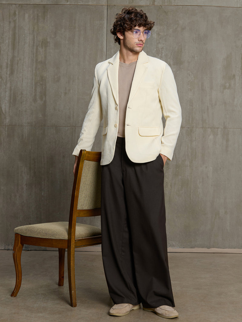 Cahoot Men's Cream Single-Breasted Blazer With Double Flap Pockets - view 5
