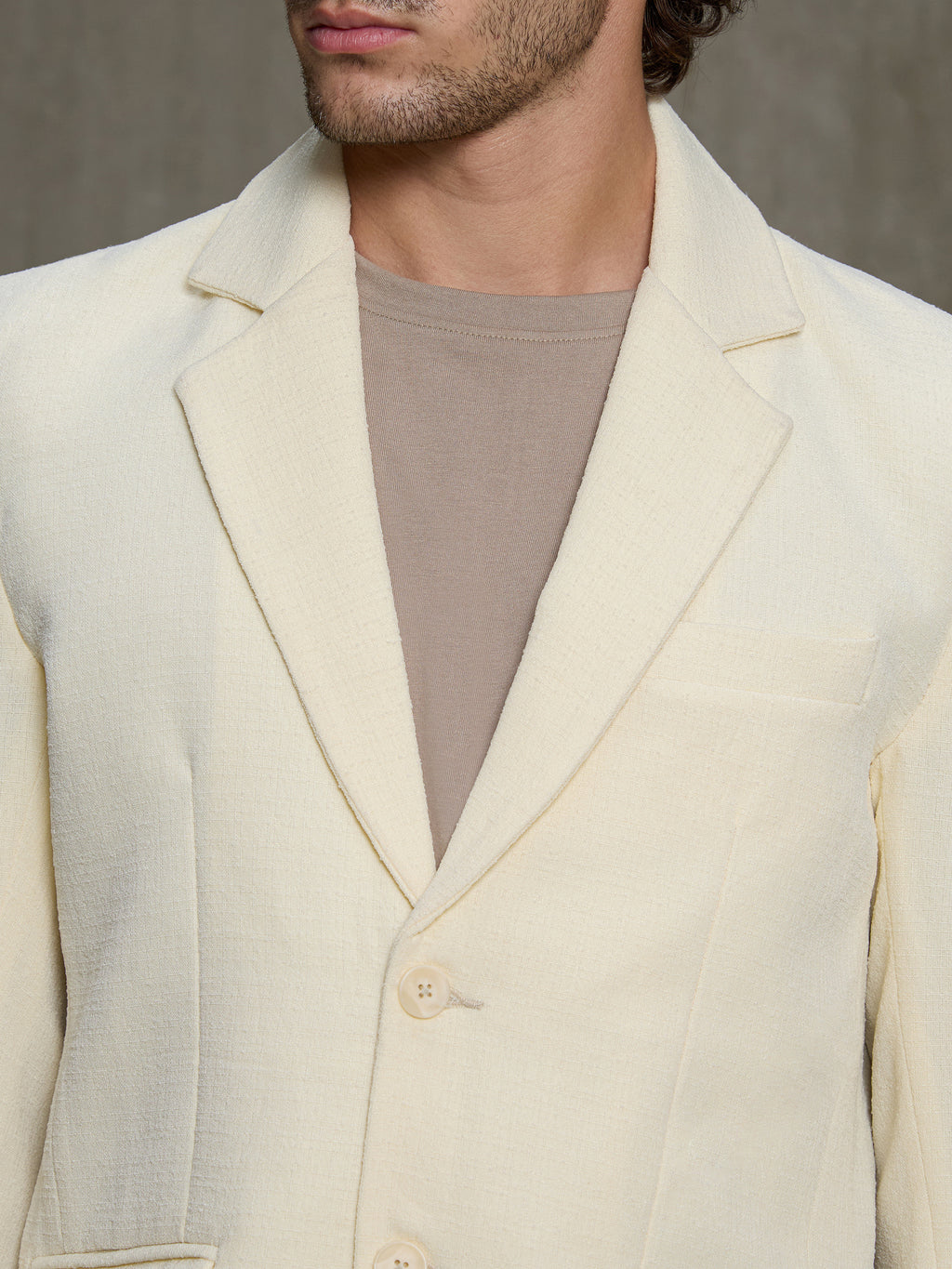 Cahoot Men's Cream Single-Breasted Blazer With Double Flap Pockets - view 7