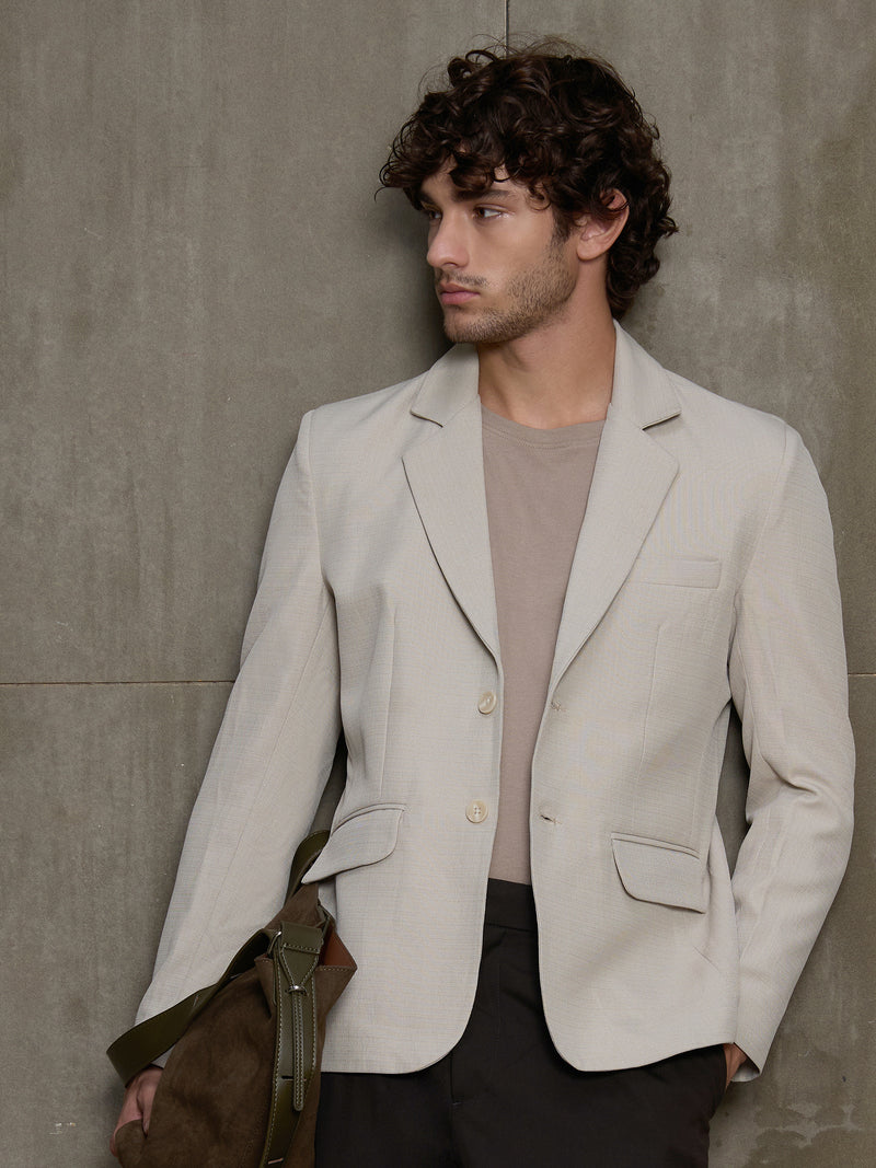 Cahoot Men's Stone Grey Single-Breasted Blazer With Double Flap Pockets - view 1