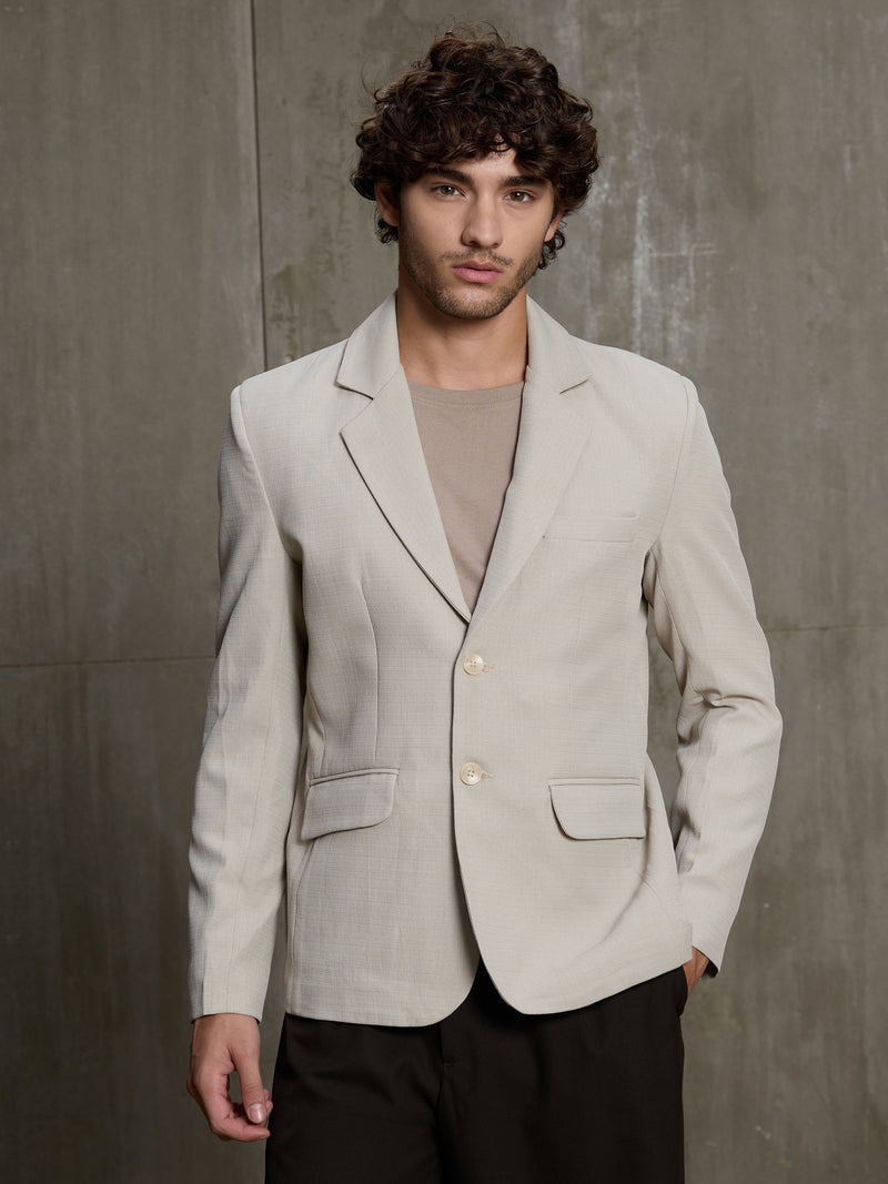 Cahoot Men's Stone Grey Single-Breasted Blazer With Double Flap Pockets - view 2