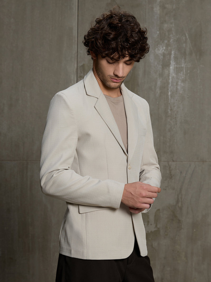 Cahoot Men's Stone Grey Single-Breasted Blazer With Double Flap Pockets - view 3
