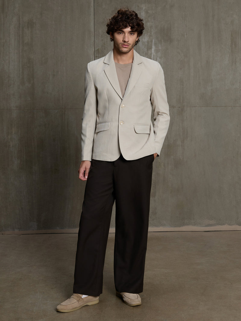 Cahoot Men's Stone Grey Single-Breasted Blazer With Double Flap Pockets - view 5