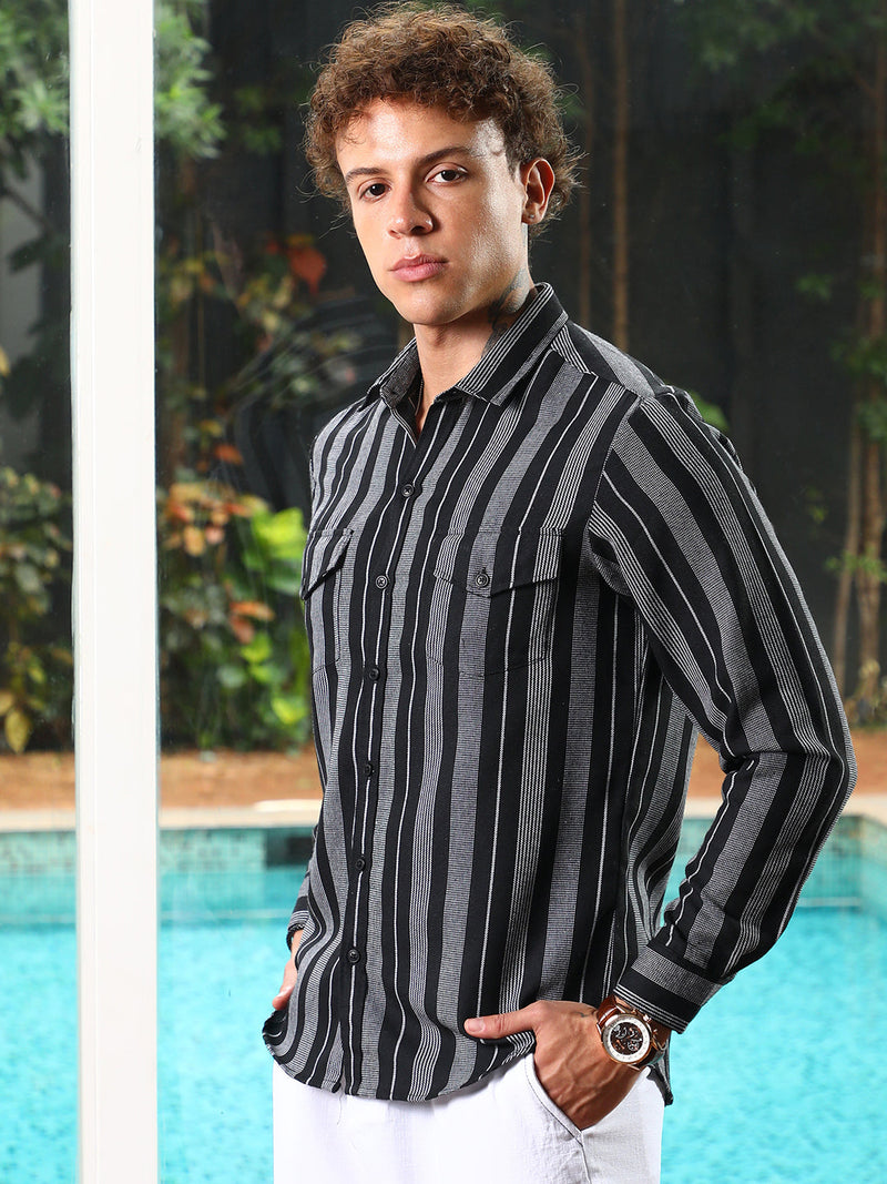 Utility Multitrack-Striped Shirt