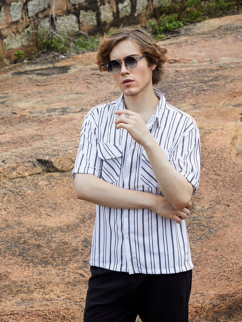 Halo-Striped Utility Shacket