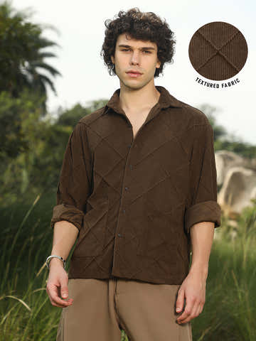 Crosshatch-Tactile Oversized Shirt