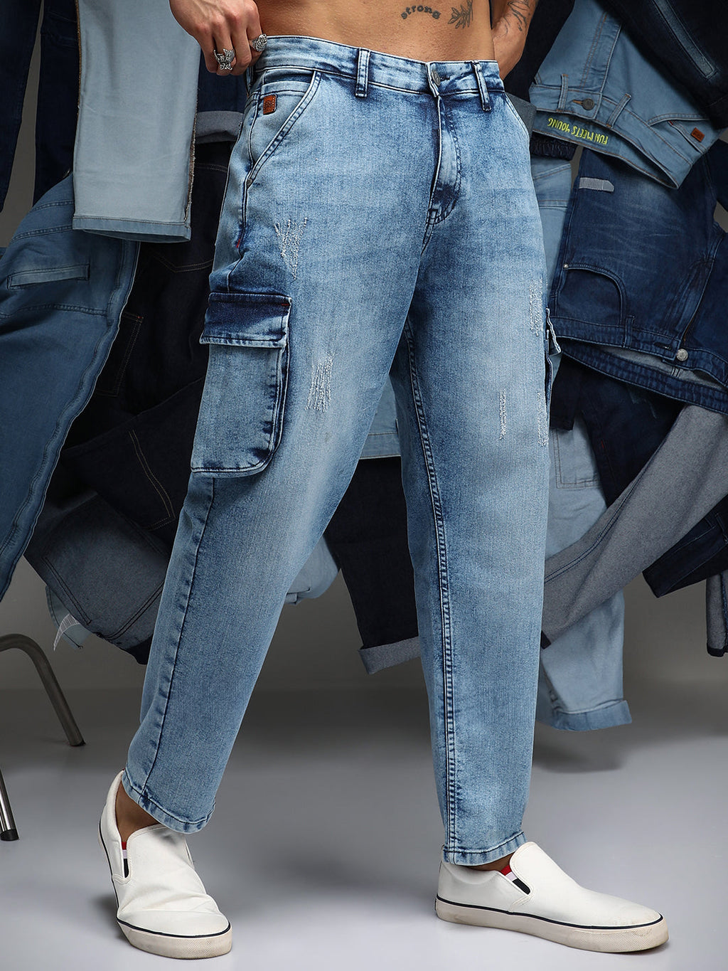 Straight-Fit Utility Denim Jeans