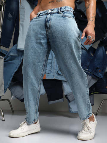 Acid-Wash Straight-Fit Denim Jeans