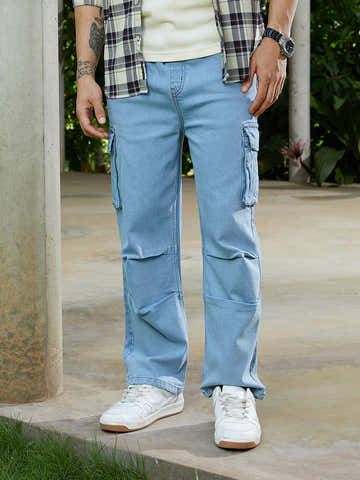 Straight-Leg Parachute Denim Jeans