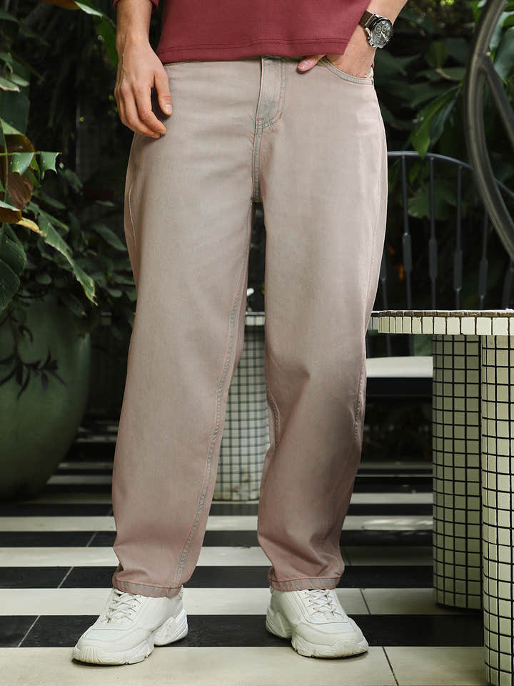 Light-Wash Carrot-Fit Denim Jeans