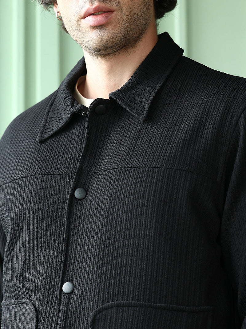 Crease-Tactile Panelled Jacket