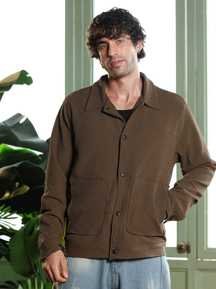 Crease-Tactile Panelled Jacket