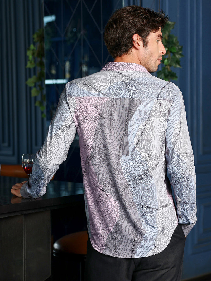 Men's Slim Fit Abstract Print Full Sleeve Casual Shirt