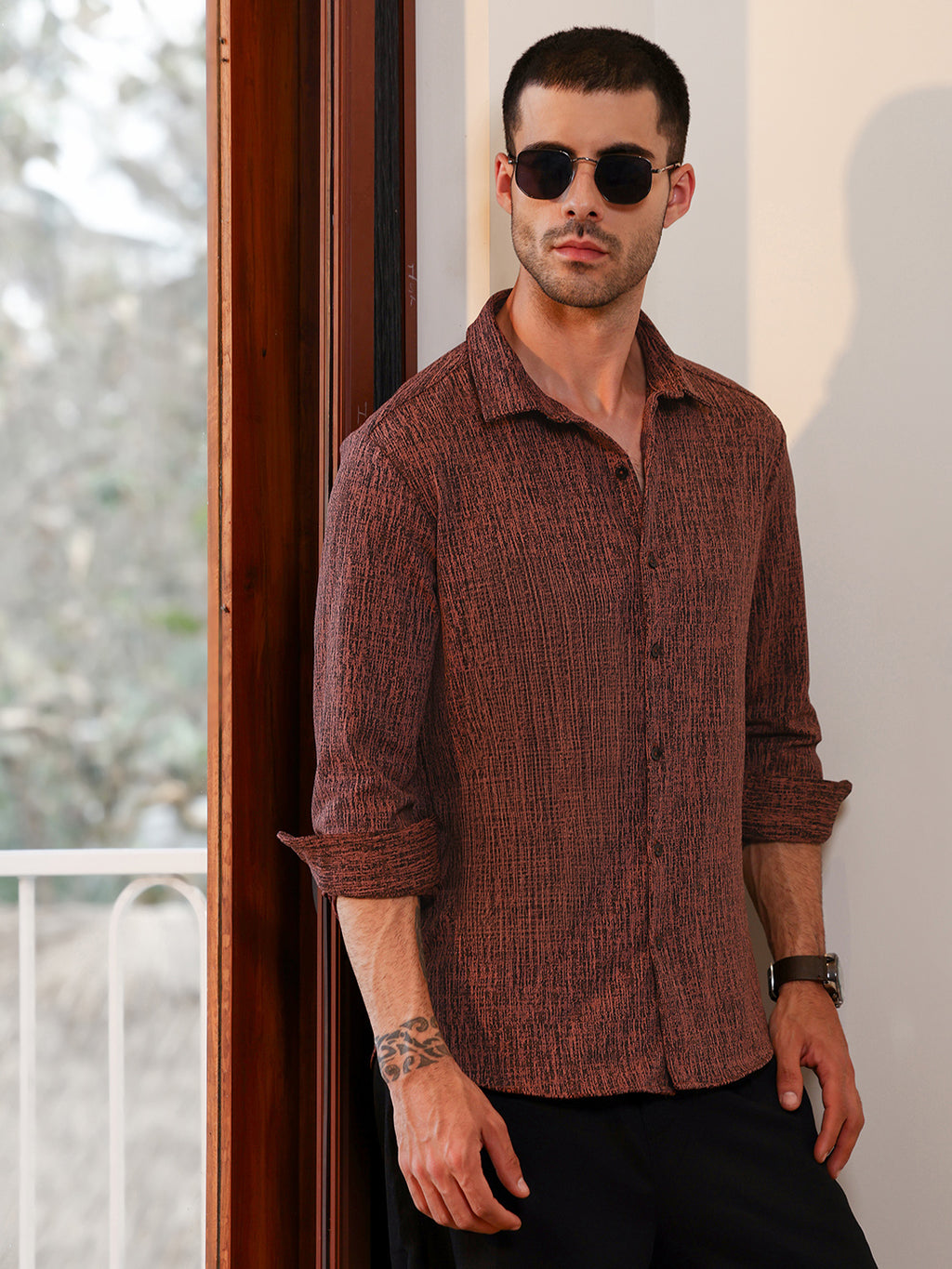 Regular Fit Textured Casual Shirt