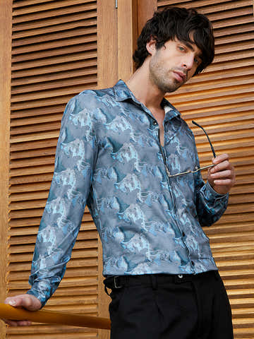 Panel-Swirl Imprint Shirt