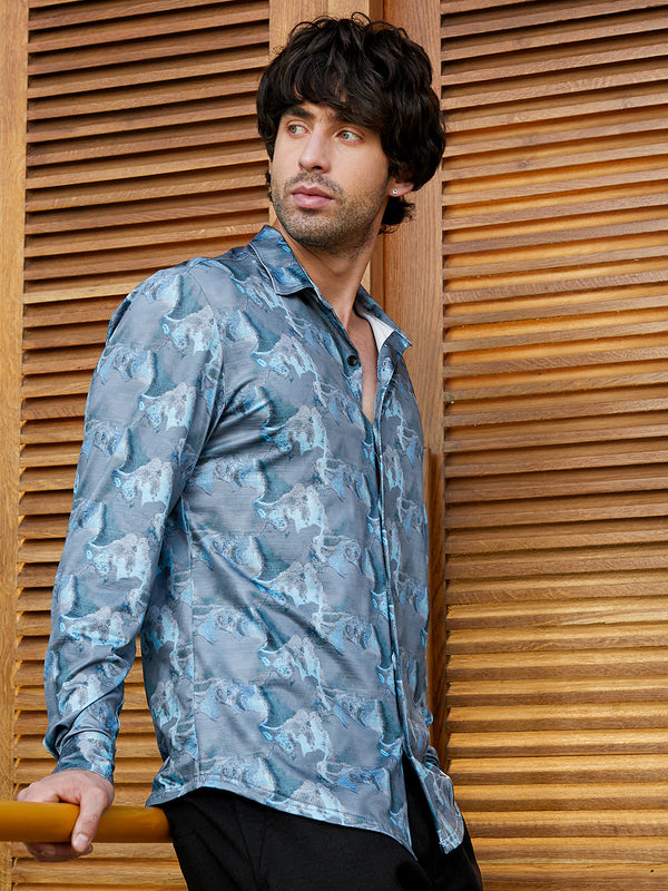 Panel-Swirl Imprint Shirt