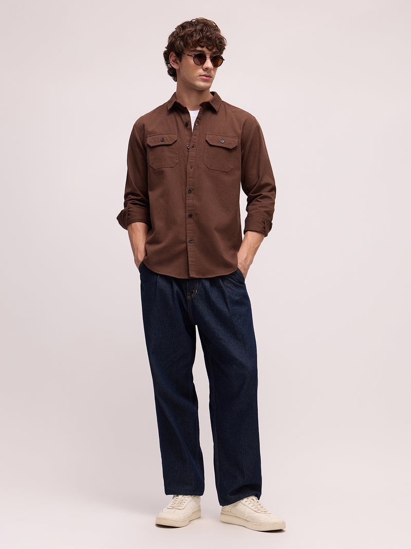 Men's Twill Solid Regular Fit Shirt