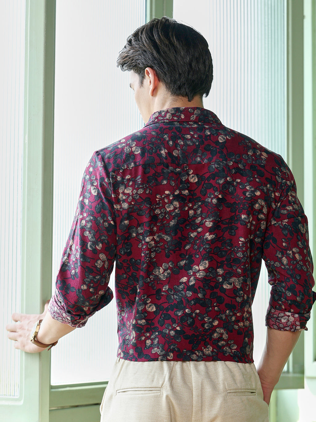 Men's Maroon Floral Shirt