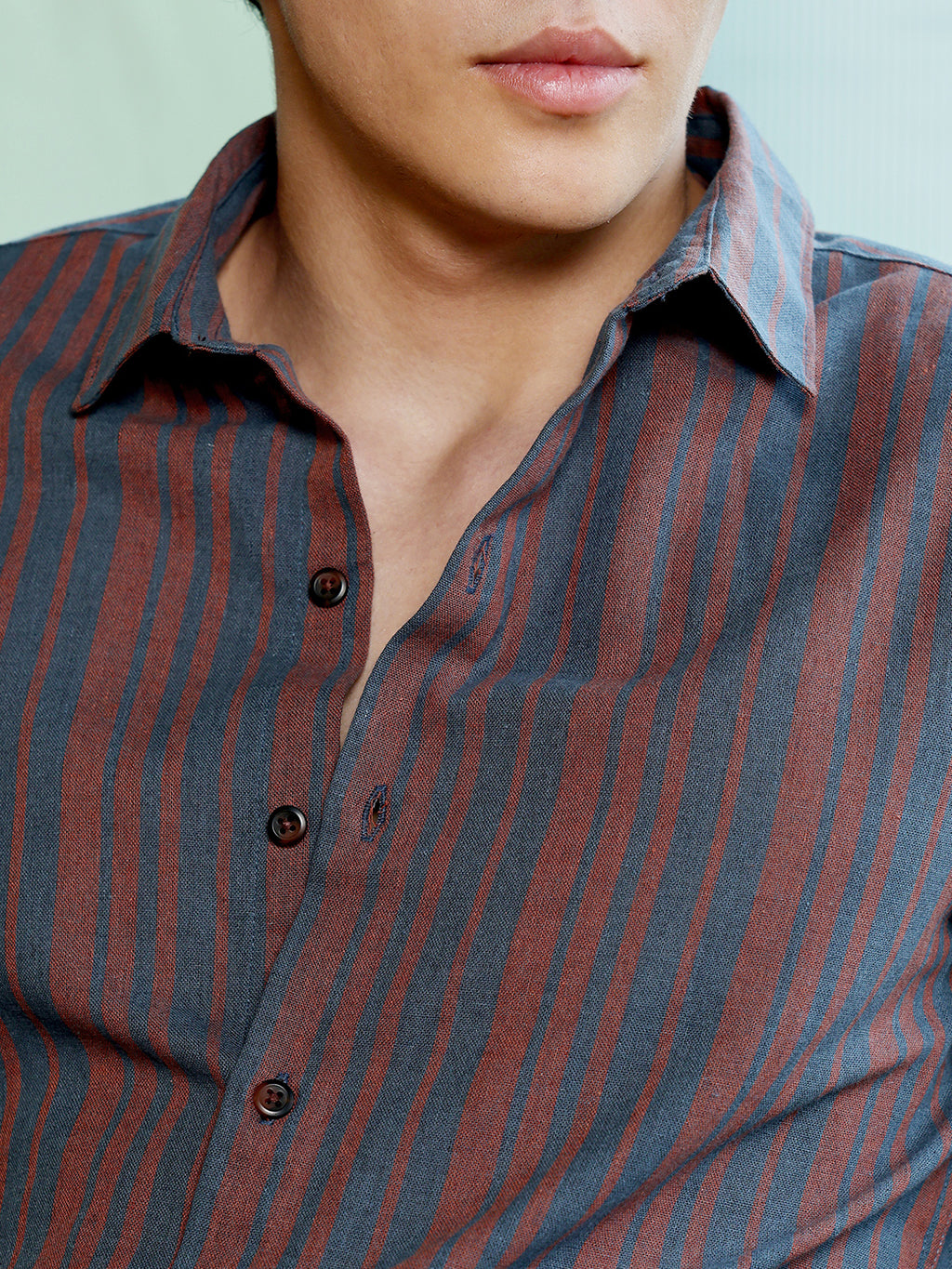 Men's Charcoal Grey Stripes Shirt