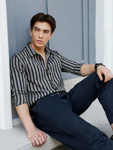 Men's Shirt Poly Cotton Yarn Dyed Stripes
