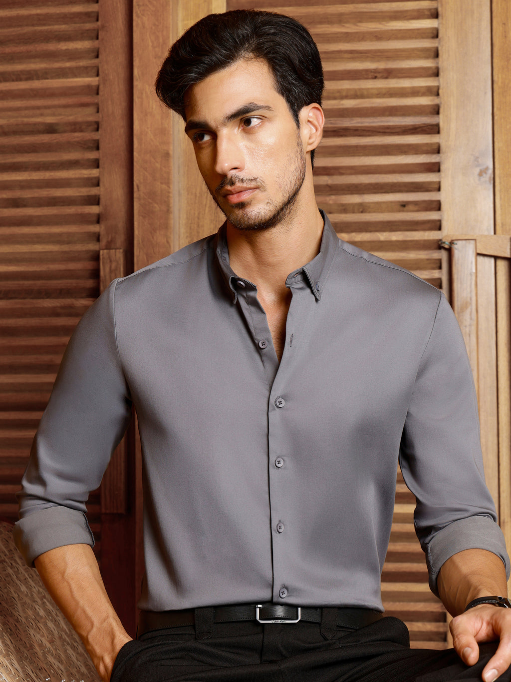 CAHOOT Men's Grey Solid Shirt - view 1