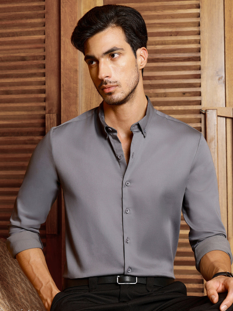CAHOOT Men's Grey Solid Shirt - view 1