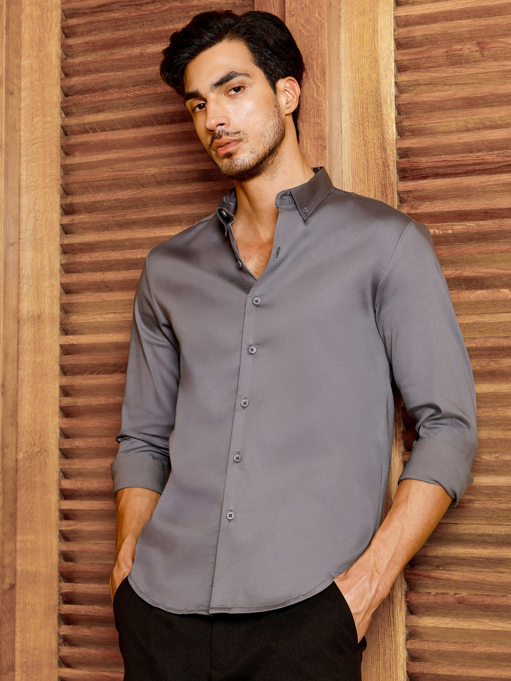 CAHOOT Men's Grey Solid Shirt - view 3