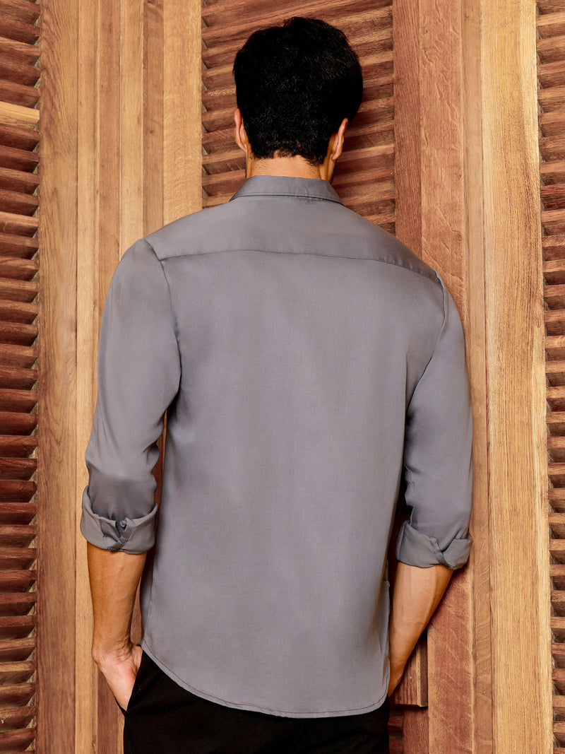 CAHOOT Men's Grey Solid Shirt - view 4
