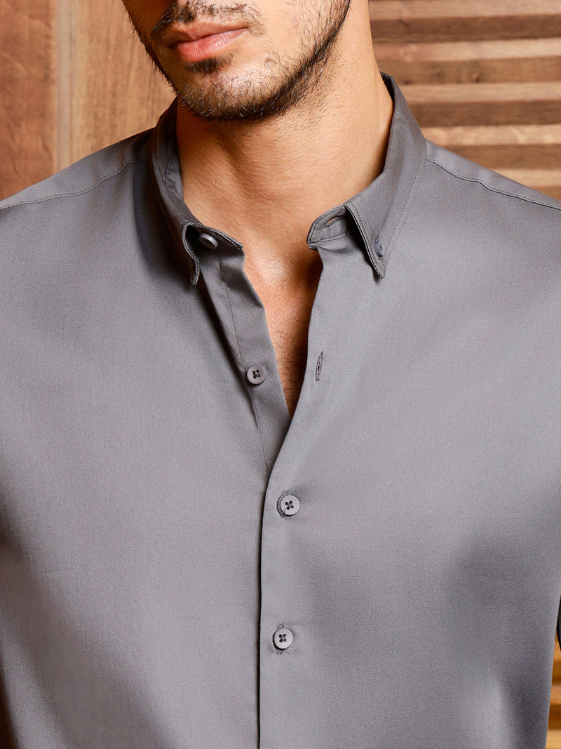CAHOOT Men's Grey Solid Shirt - view 7