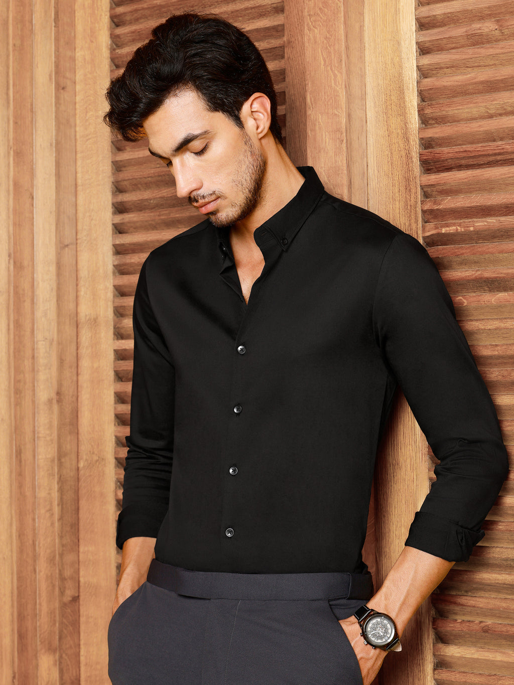 CAHOOT Men's Black Solid Shirt - view 7
