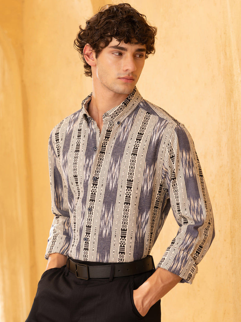 Yarn Dyed jacquard Stripes Regular Fit Shirt