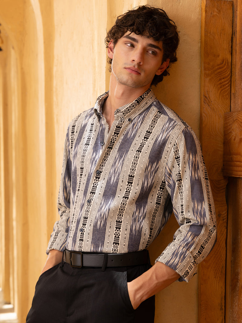 Yarn Dyed jacquard Stripes Regular Fit Shirt