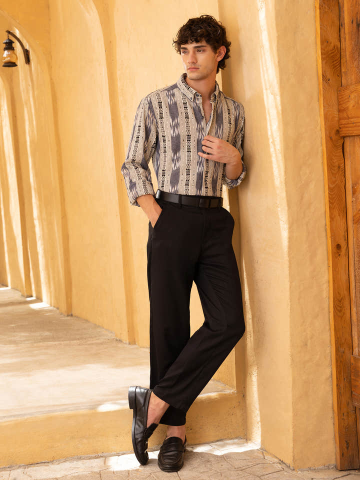 Jacquard Button-Down Regular Fit Shirt
